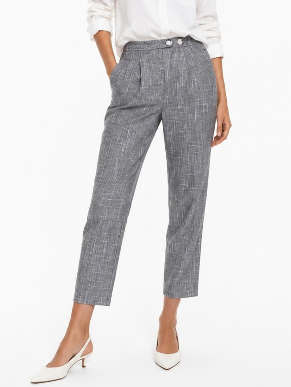 Topshop High Rise Ankle Pants Pleated Gray 6